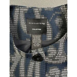 Doncaster Collection Women's Blue Silver Jacquard Metallic Blazer Jacket Size 4